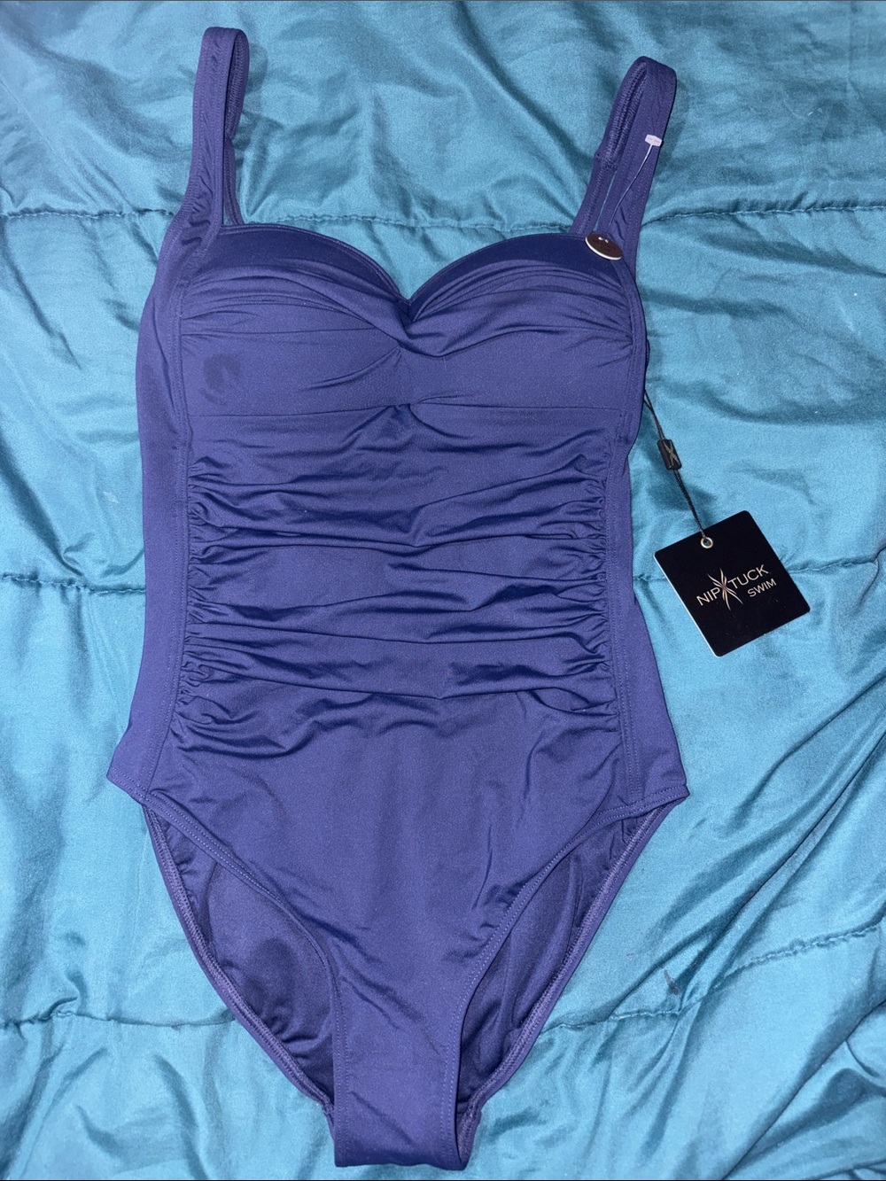 Nip/Tuck Swim Purple Ruched One-Piece Swimsuit - Size 6